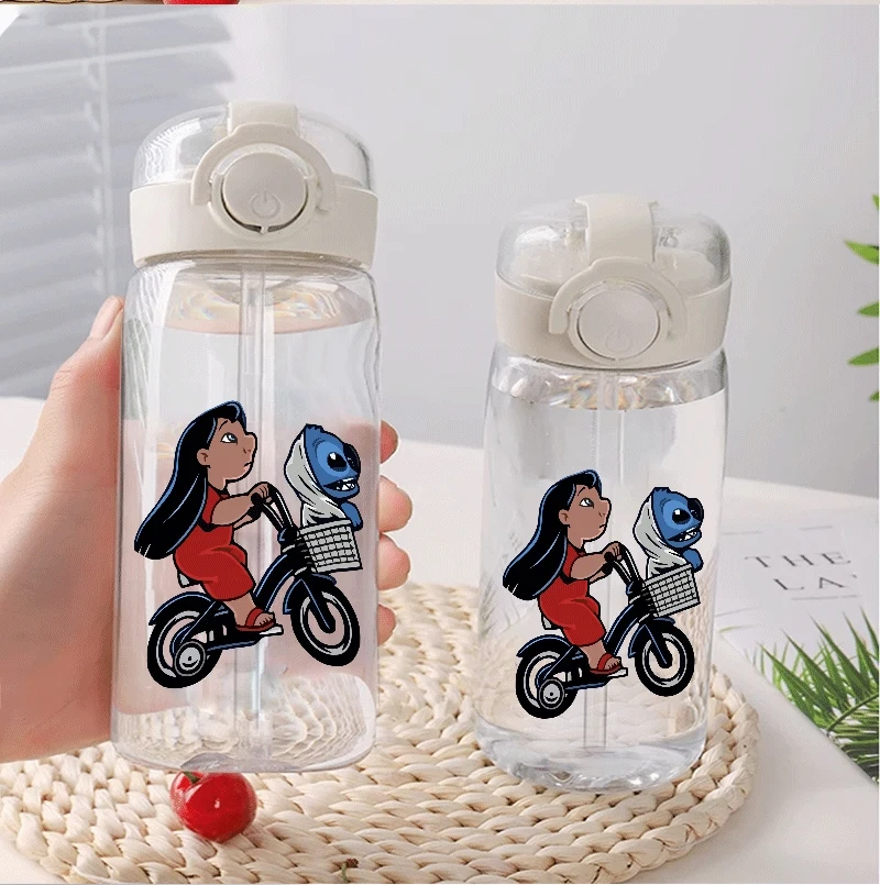 

New Disney Lilo & Stitch Drink Cup Plastic Hildren Adults Hellokitty Water Cup Kawaii Stitch Cartoon School Gift for Kids