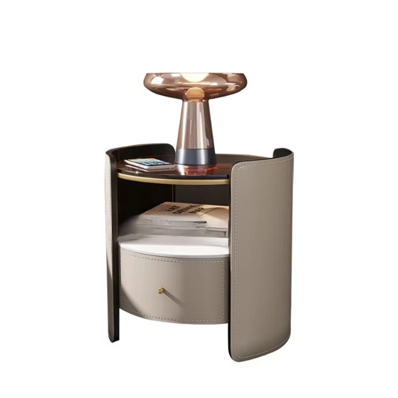 

1 drawer bedside table and bedside table, solid wood drawer PU leather bedside table