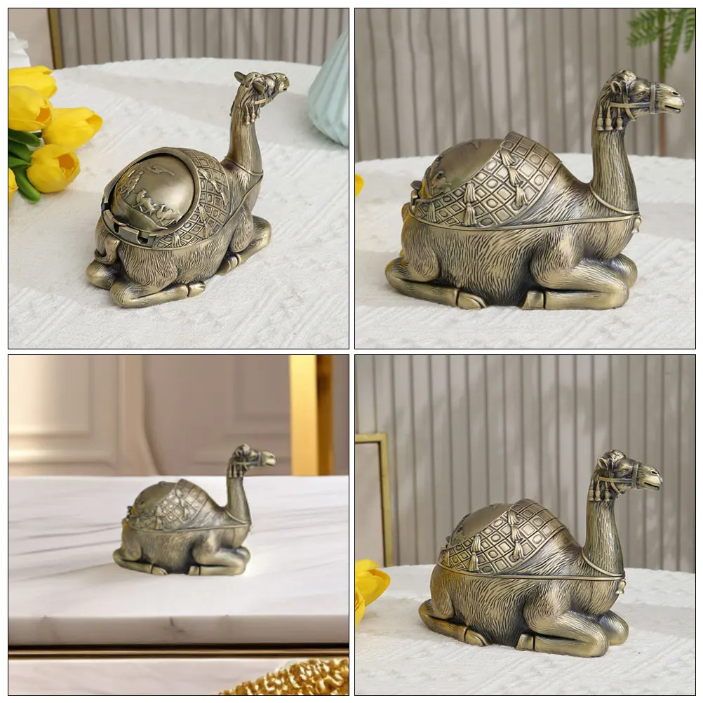 

Vintage Camel Ashtray Windproof With Lid Metal Ashtray Bucket For Indoor And Outdoor Elegant And Practical Smoking Accessory
