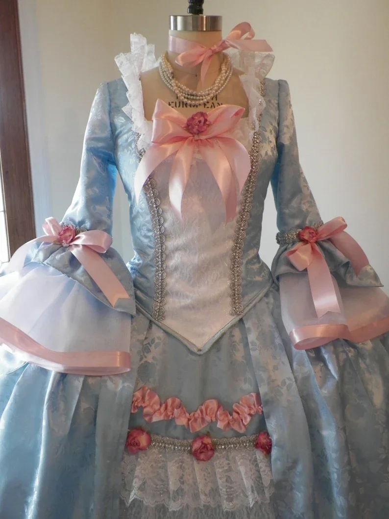 Cosplaydiy Marie Antoinette Dress Costume Blue Pink Dress Venice Carnival Costume Ball Gown Halloween Dress Mardi Gras Costume