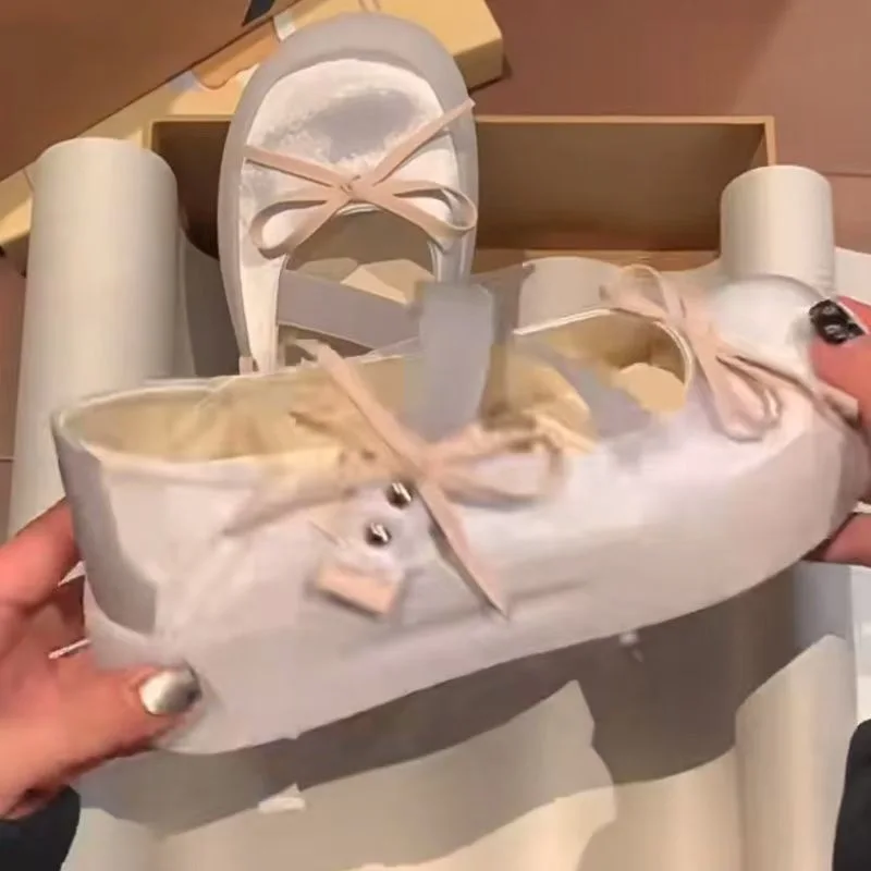 اتجاهين ارتداء كعب سميك الانزلاق على الباليه ماري جين أحذية نسائية الصيف النمط الياباني شقة المطاط وحيد الحلو كول النمط الفرنسي #3