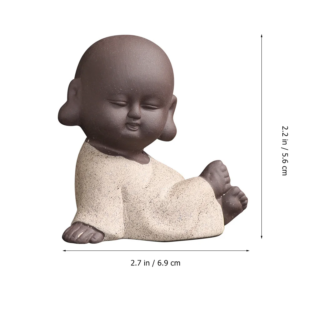 

4Pcs Pottery Ornament Creative Zen Monk Craft for Tea Tray Adornment Desktop Decoration Sand Table Decor