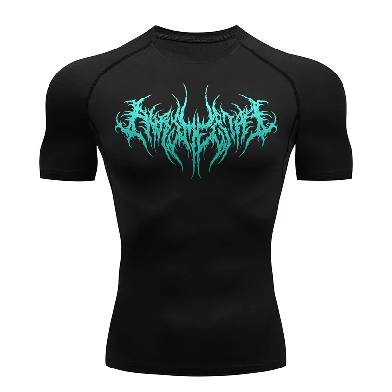 

2025 Men's New Compression Shirt Fitness Gym Rashgard Sports Running T-shirt Waterproof Top Quick Drying Short Sleeved T-shirt