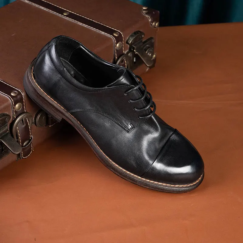 Goodyear-welted horse hide leather outsole washed business formal attire derby shoesウェディングダンススニーカーアウトドアウォーキングワーク