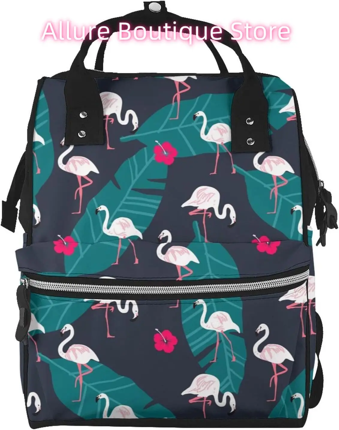 

Flamingo Print Diaper Bag Backpack for Women Large Capacity Nappy Bag Multifunction Waterproof Mummy Backpacks for Mom Dad Essen