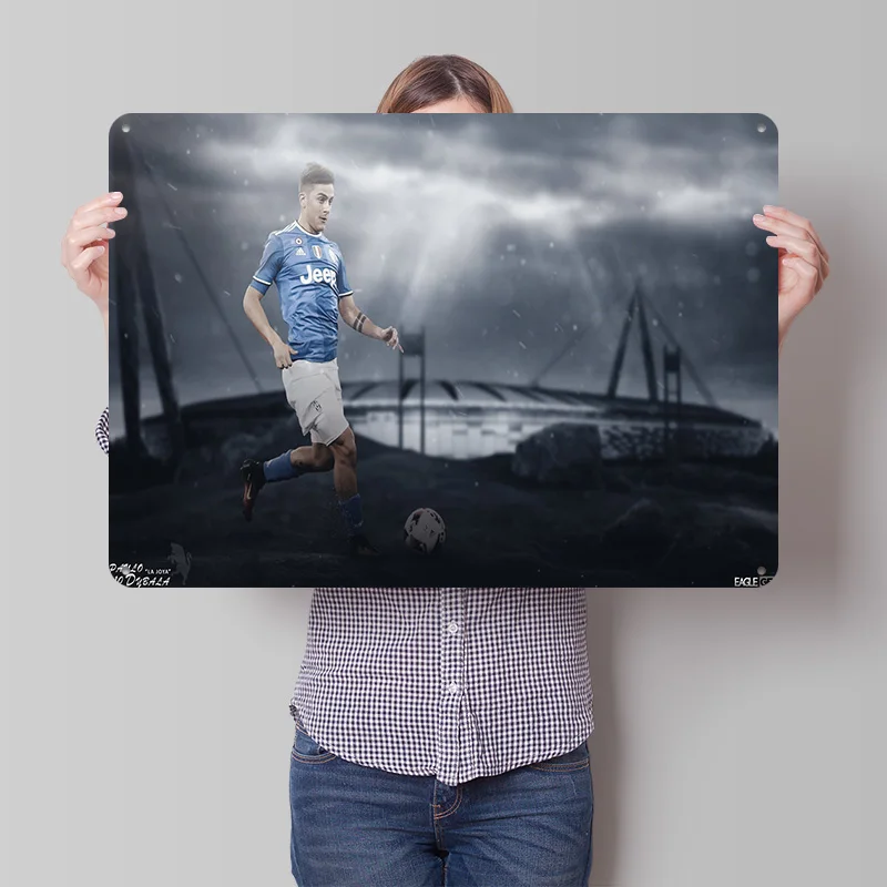 Póster Metálico de Fútbol de Paulo Dybala, Arte Retro Personalizado para Pared, Letreros Metálicos Vintage para Fanáticos, Decoración para Sala de Estar y Escritorio