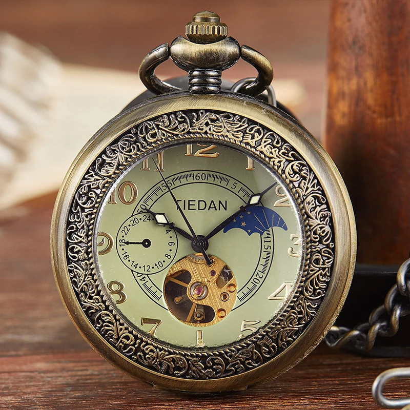 Top Brand Retro Men\'s Pocket Watch Fashion Ladies Gift Mechanical Movement FOB Chain 2021 New