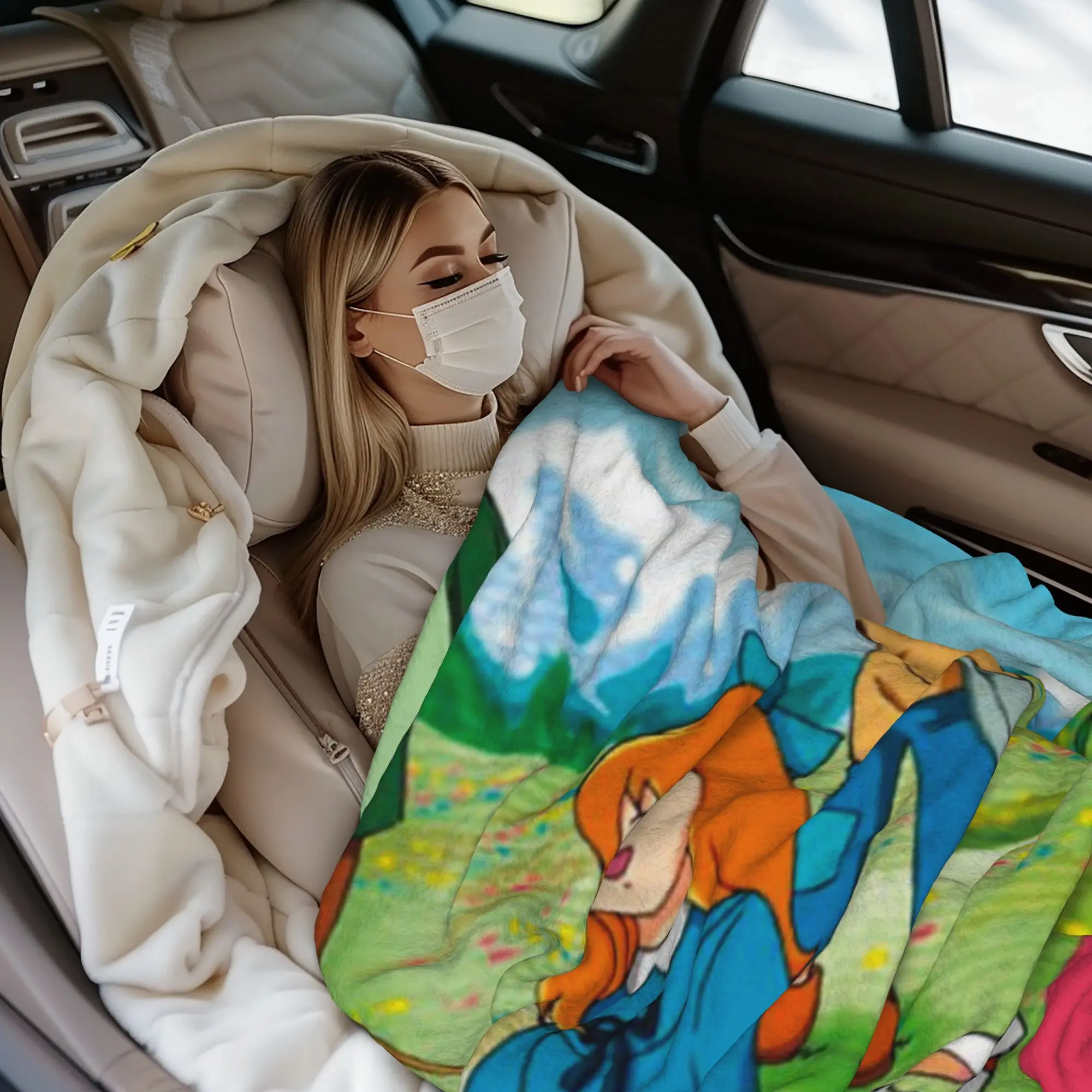 هايدي فتاة جبال الألب المرجان الصوف رمي بطانية الكرتون أنيمي للفراش بطانية محبوكة السفر خفيفة الوزن متعددة الوظائف #2