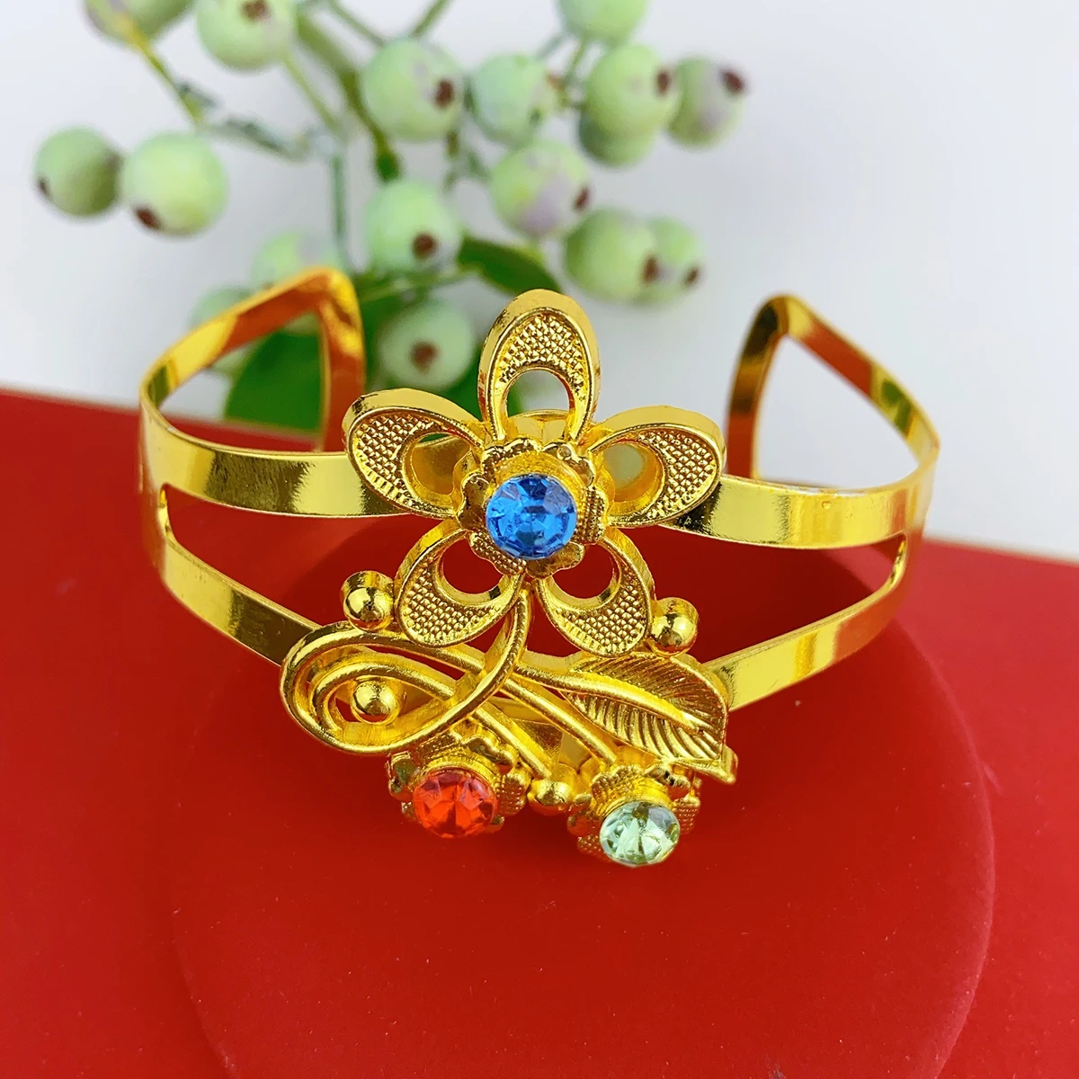 Ethiopian Crystal Colorful Heart Shape 18k Gold Plated Pendant Jewelry Sets For Women Dubai Jewellery Wedding Party Gifts