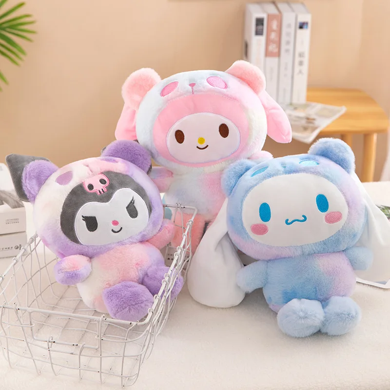 25CM Sanrio Kuromi Stuffed Plush Animal Dolls Hello Kitty Melody Cinnamoroll Plushies Decoration Room Pillow Kids Birthday Gifts