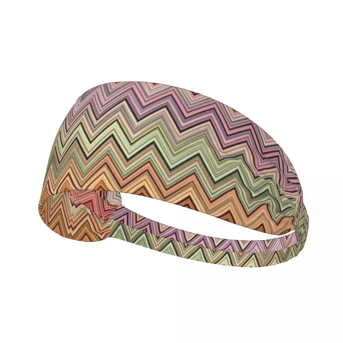 Custom Boho Vintage Contemporary Zig Zag Sport Headband Tennis Non Slip Stretchy Multicolor Modern Moisture Wicking Sweatband