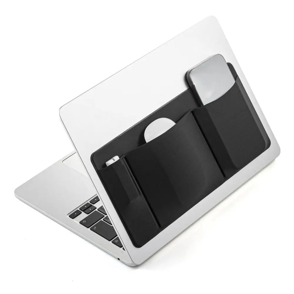 Headset Elastic Mouse Bag Adhesive Organizer Laptop Back Storage Bag Storage Pouch Holder Notebooks Back Organizer Home