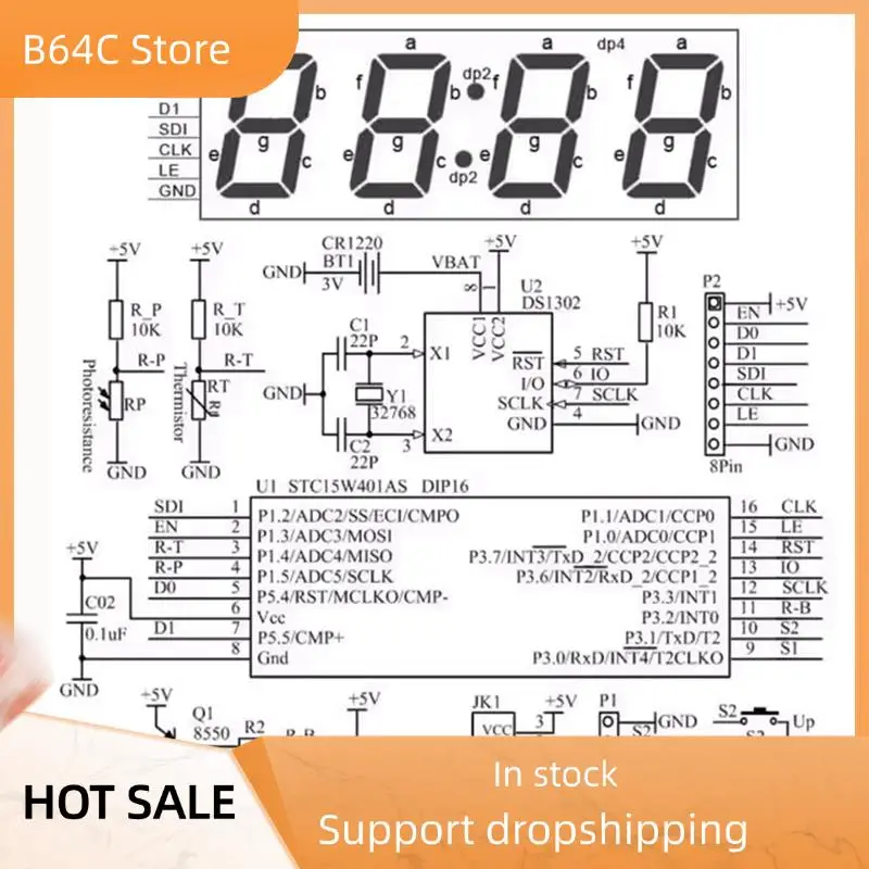 

B64C красочные детали цифровых часов красочные RGB цифровой будильник микроконтроллер печатная плата сварочное производство DIY