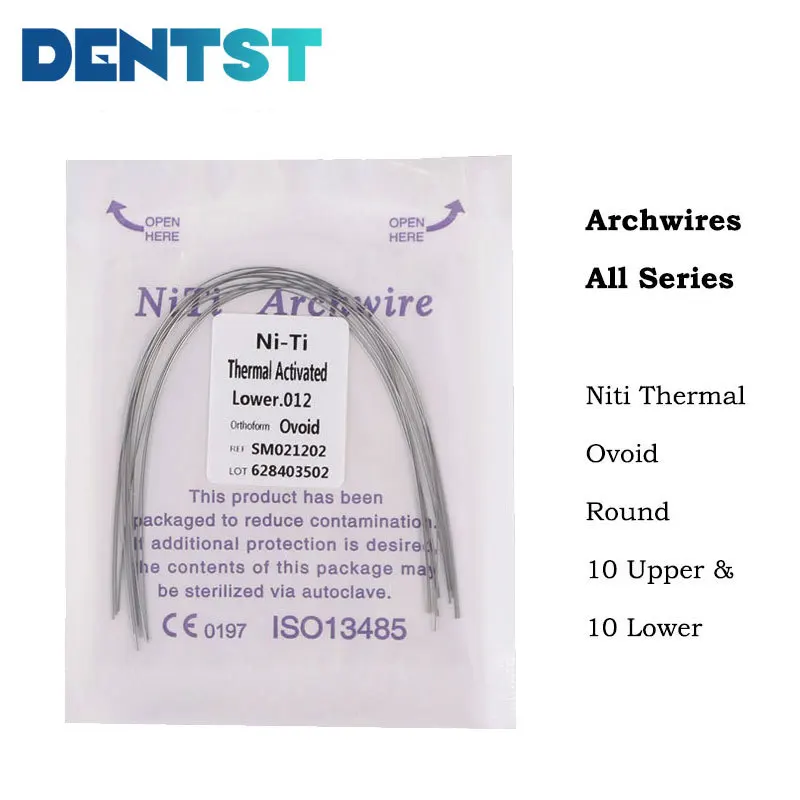 

Dentist 20pcs/2bags Orthodontic Thermal Active Niti Archwires Mounted Brackets Braces Ovoid Round (10 Upper+10 Lower) Dental