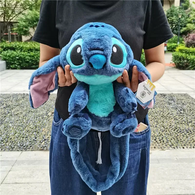 Kawaii 디즈니 스티치 가방 플러시 배낭 Bagpack 더블 어깨 크로스 바디 백 보관 주머니 플러시 애니메이션 장난감 소녀를위한 선물