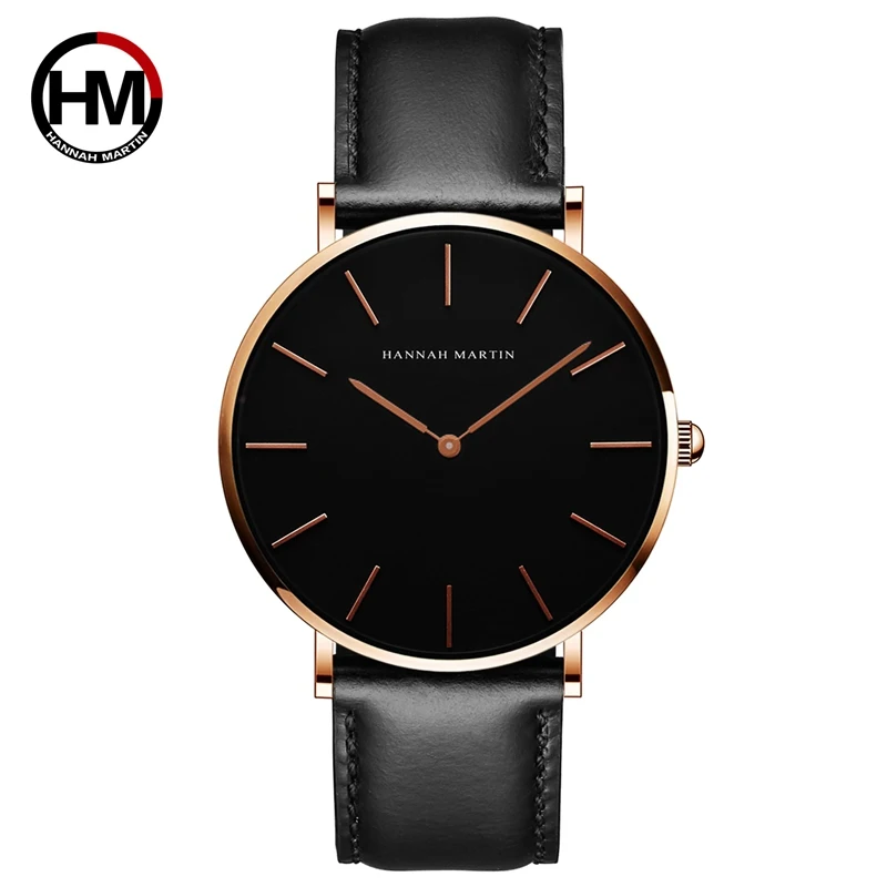 

HANNAH MARTIN Brand Japan Movement Business Top Strap High Quality Quartz Watch Men's Classic Simple Waterproof Men's Gift