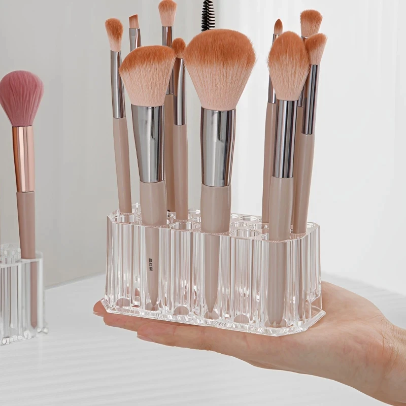 26 Holes Makeup Brush Holder Multifuntional Acrylic Desktop Cosmetics Storage Rack  Lipstick Organizer Transparent Showing Shelf view 5