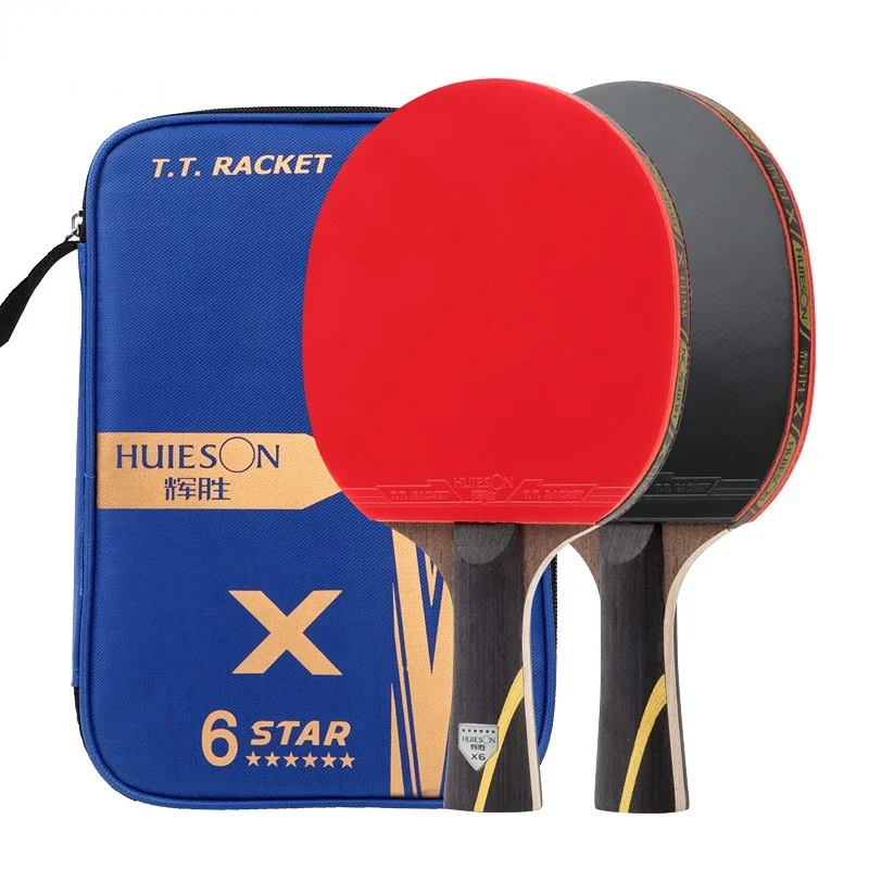 

Six-star five-layer chicken wing wood plus two layers of carbon double reverse glue table tennis racket ping pong paddle