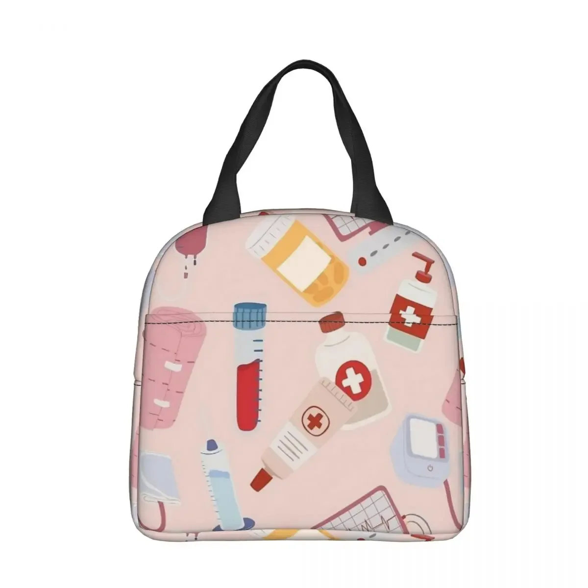 

Emergency Nurse Pattern Bandaid Insulated Lunch Bag Leakproof Reusable Cooler Bag Tote Lunch Box Work Travel Bento Pouch