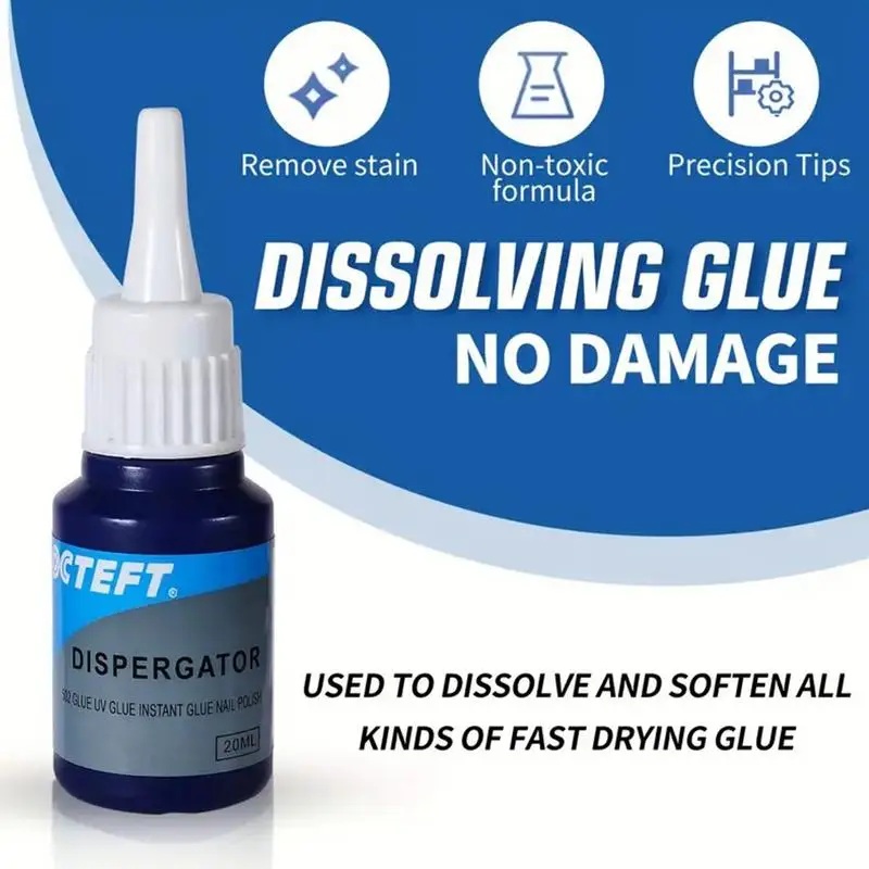 น้ำยาล้างกาวเล็บเจลยูวี20มล. อุปกรณ์กำจัดกาวบนพื้นผิวปลอดภัยน้ำยาทำความสะอาดกาวลอกออกได้อย่างปลอดภัยสติ๊กเกอร์ติดฉลากเล็บปลอมอะคริลิก