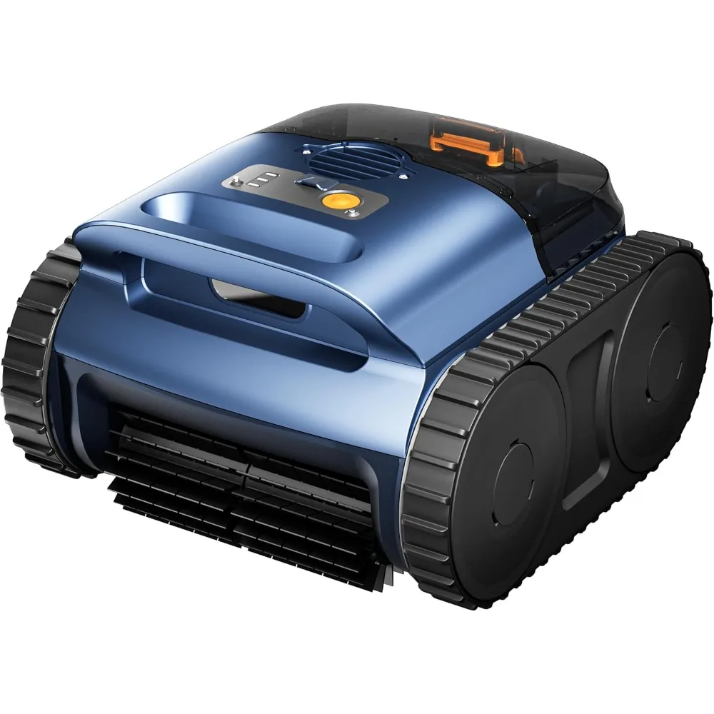 Cordless Robotic Pool Vacuum, Track Drive With Sonar Navigation, 180W Brushless Motor, Wall And Waterline Climbing Function