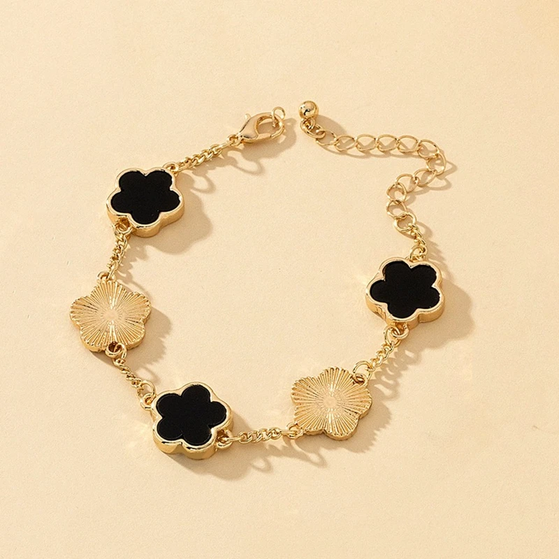 Five Leaf Flower Bracelet For Women New Trendy High-Quality Clover Jewelry Adjustable Chain Daily Wear Party Gifts