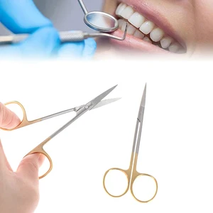 Chirurgische Schere aus Edelstahl, gerade oder gekrümmte Spitze, Goldfaust, Zahnarztwerkzeugen, Instrument des Zahnlabors 6 Hauptverkauf Gold Pingo Seiten - №1