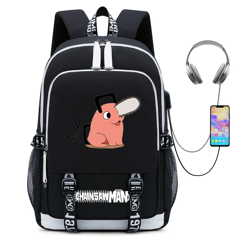 

Chainsaw Man Printed Peripheral Backpack Large-capacity USB Computer Bag Student Zipper School Bag Wear-resistant and Durable