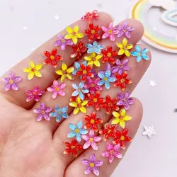 50pcs Glitter Resin Colorful Mini Cute Candy Flower Art Nail Flatback Rhinestone Applique DIY Wedding Scrapbook Ornament Crafts