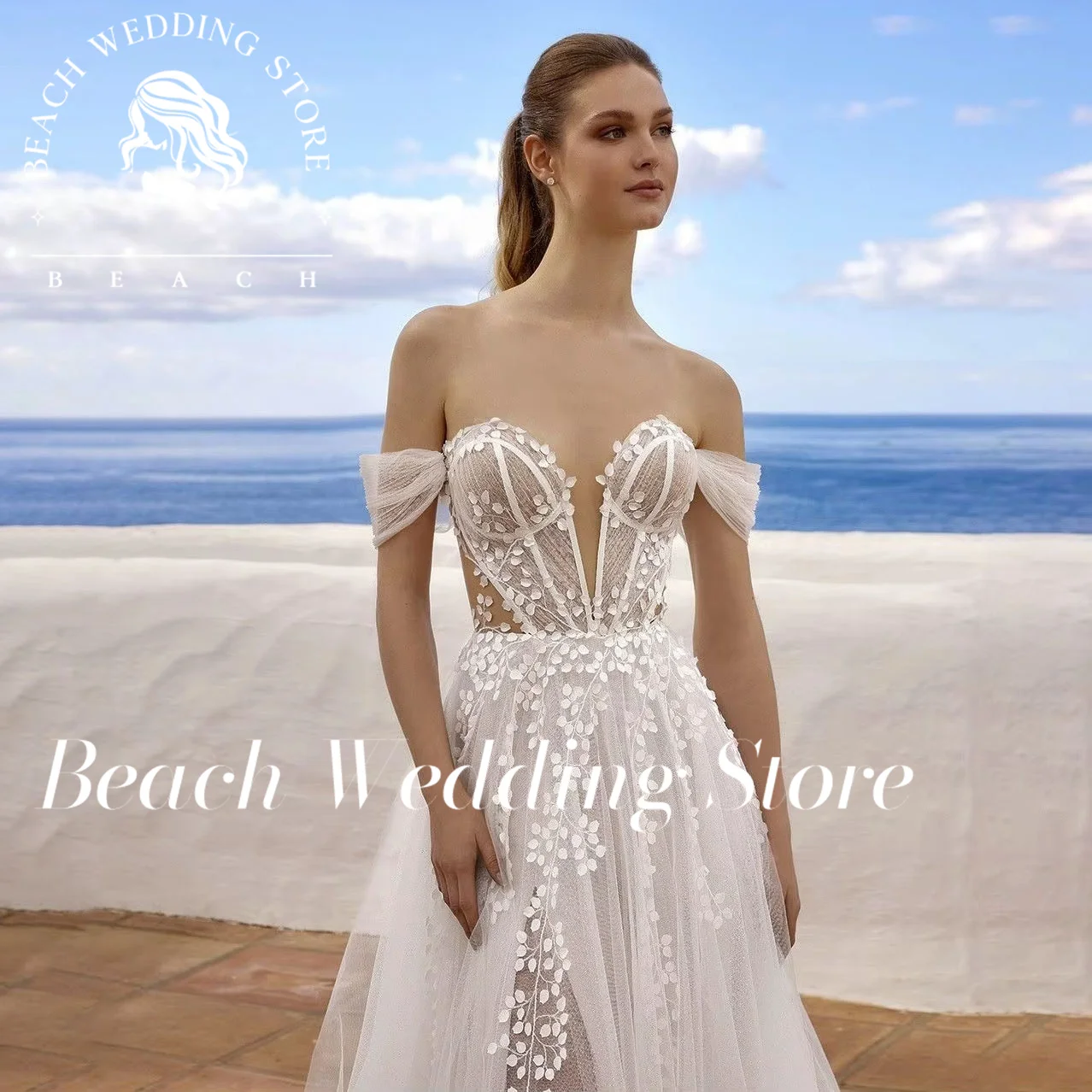 

Beach Customized Modern Pleat Appliques Simple Wedding Dresses for Women 2025 Elegant A-Line Floor Length Open Back Brida Gowns
