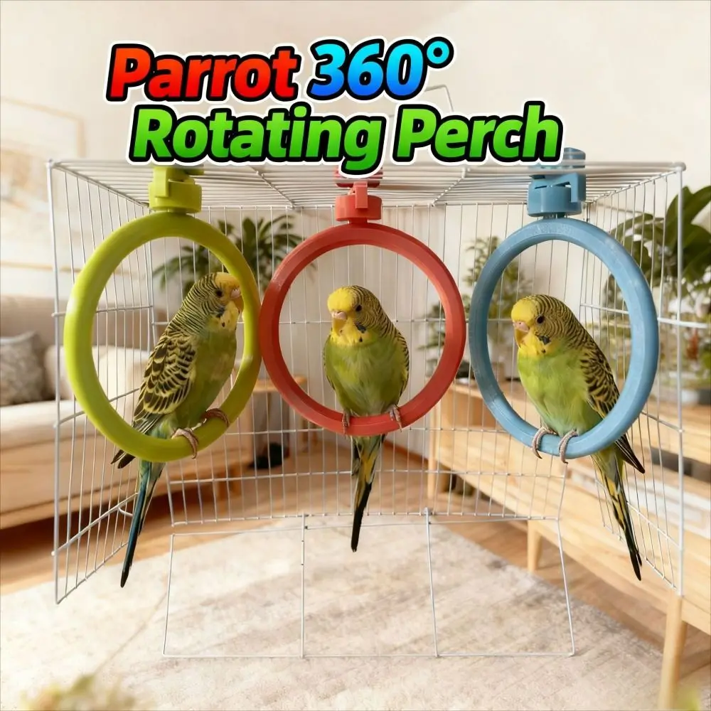 Round Rotary Bird Perch Detachable Quiet Rotating Bird Stand Comfortable Grip Easy Assemble Birds Grinding Perch Holder