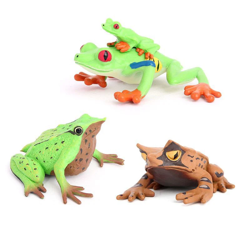 Kids Cognitive Toy Ornaments Simulation Reptile Animal Frog Triangle Withered Leaf Frog  Darwin Frog Red-eyed Tree Frog Model