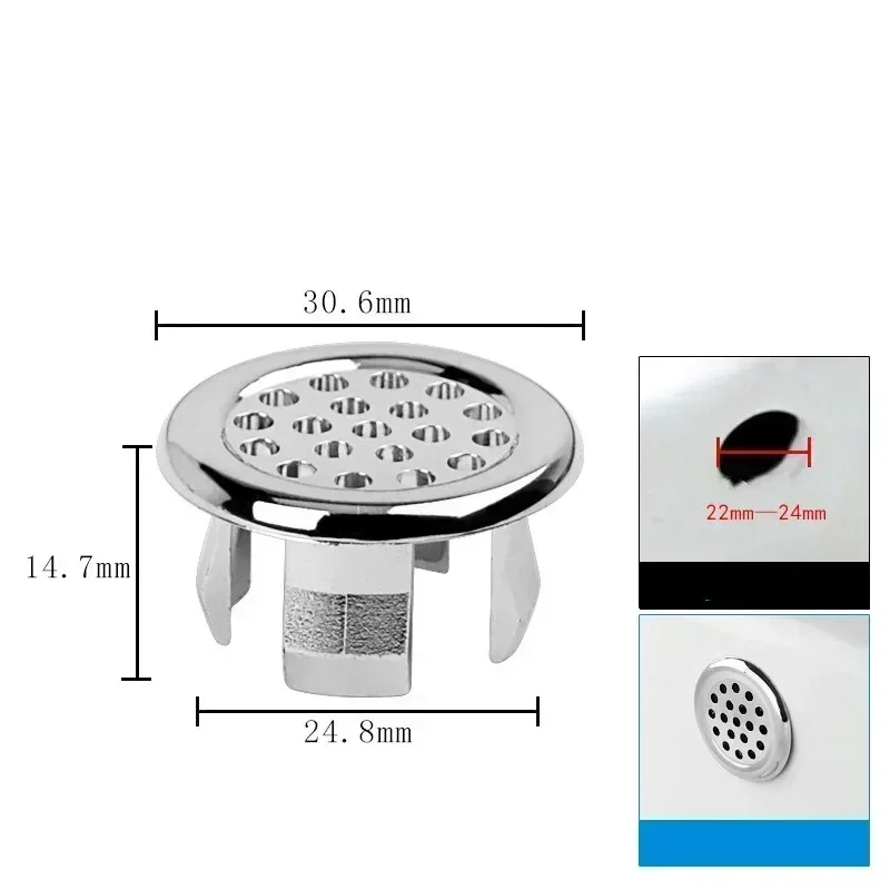 Embellecedor redondo de 1/4 piezas para lavabo de baño, inserto de plástico para fregadero de cocina, anillo de desbordamiento, accesorio de baño,