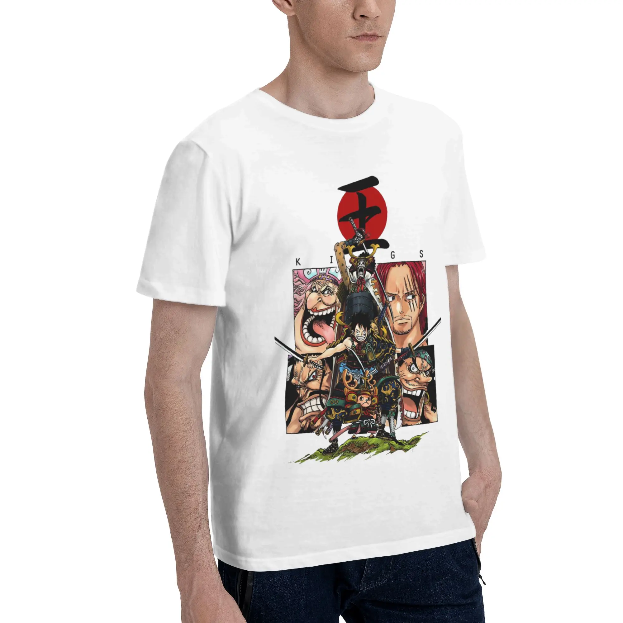 Samurai Chopper Luffy Brook  Men's T Shirt One Piece Funny Tees Short Sleeve O Neck Pure Cotton Unique Clothes T-Shirt