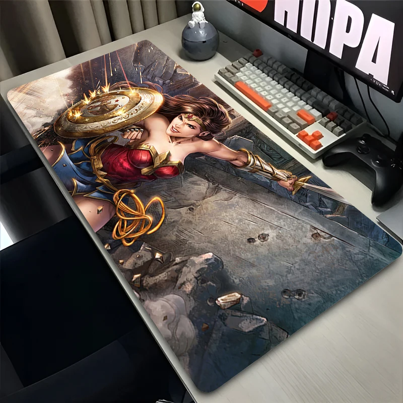 XXL Gaming Accessories Large Mousepad Wonder Woman Anime Table Carpet Laptop Pc Gamer Cabinet Keyboard Desk Mat Office Mouse Pad