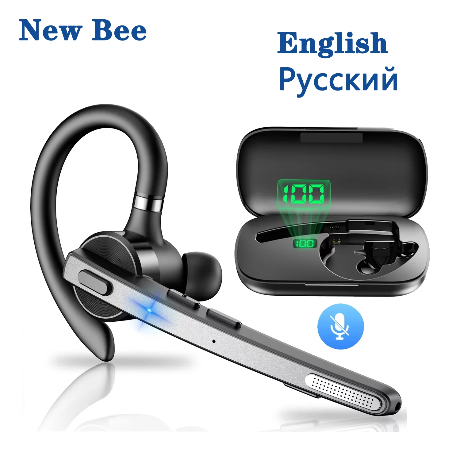 سماعة رأس لاسلكية Bee M53 جديدة مزودة بتقنية البلوتوث 5.1 مع ميكروفون مزدوج CVC8.0 مزودة بخاصية إلغاء الضوضاء سماعة رأس واحدة بدون استخدام اليدين