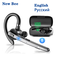 New Bee M53 Wireless Headset Bluetooth 5.1 Driving Headphone with Dual-Mic CVC8.0 Noise Cancelling Handsfree Single Headset