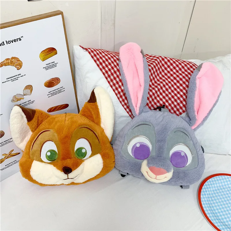 Bonito raposa mochila de pelúcia kawaii coelho moda plushie mochila louco animal cidade estilingue saco versátil saco fofo para o presente da criança