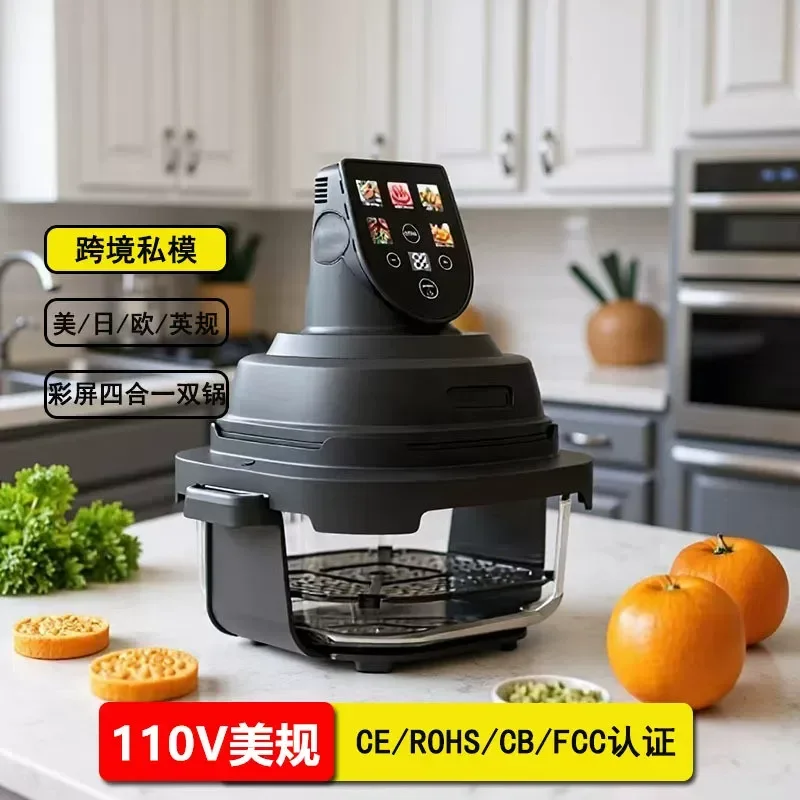 110V Smart Dual Air Fryer - Visible Glass Airfryer & Electric Oven for Home, French Fries Machine