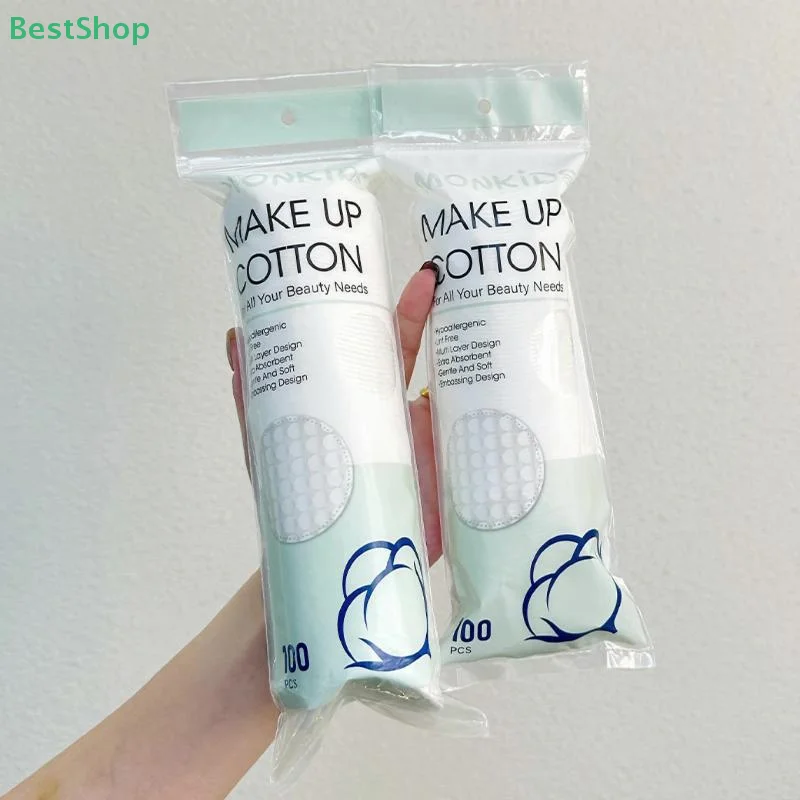 100 Uds. Almohadillas desmaquillantes circulares suaves y transpirables almohadillas de algodón con textura de perlas de doble cara, utilizadas para limpieza Facial diaria