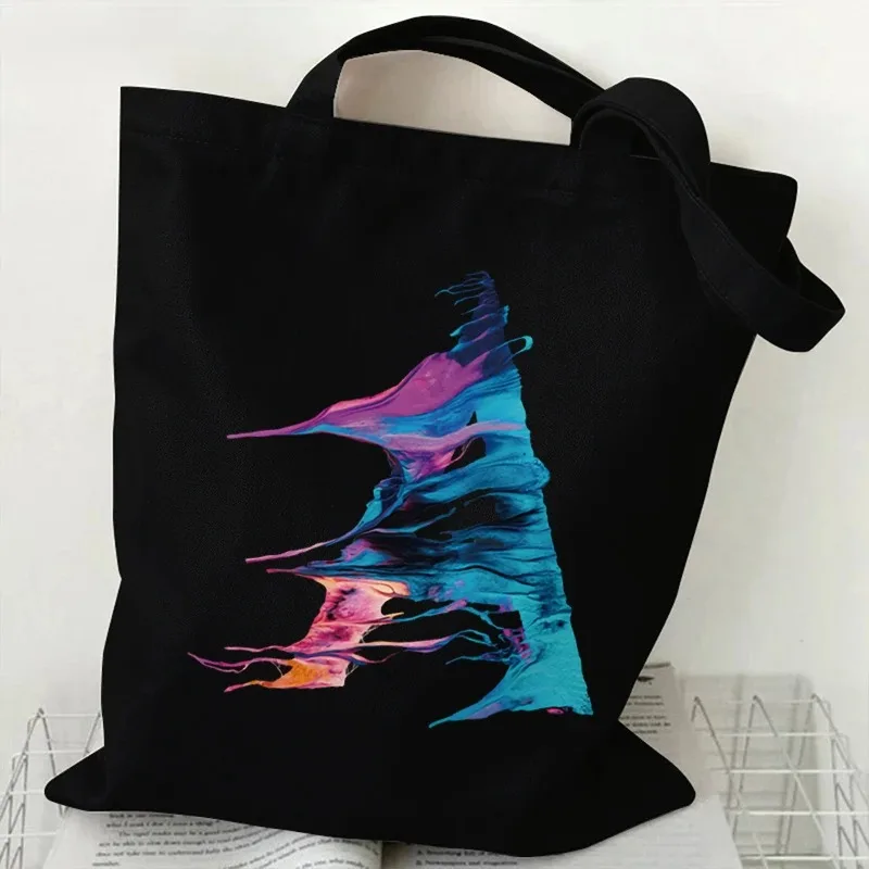 A-Z 26 رسالة اللوحة الجرافيك حقائب النساء أزياء قماش حمل الحقائب الإناث سعة كبيرة حقيبة كتف التسوق في السوبر ماركت