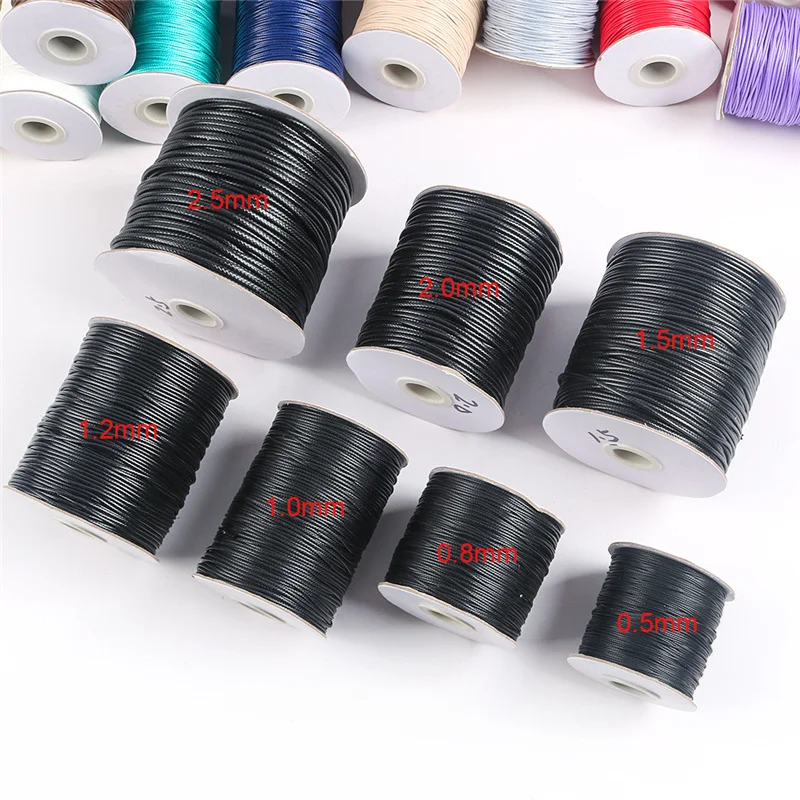 20meters 0.5 0.8 1 1.5 mm Beading Waxed Cord Round Black Red White Korean Cotton Rope Thread String For Jewelry Necklace Making image 3