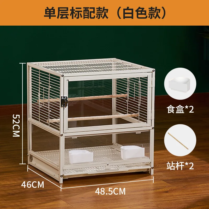Cage Double-layer Bird Large Transparent Bird Cage Monk Little Sun Luxury Villa Hengsi Bird Cage