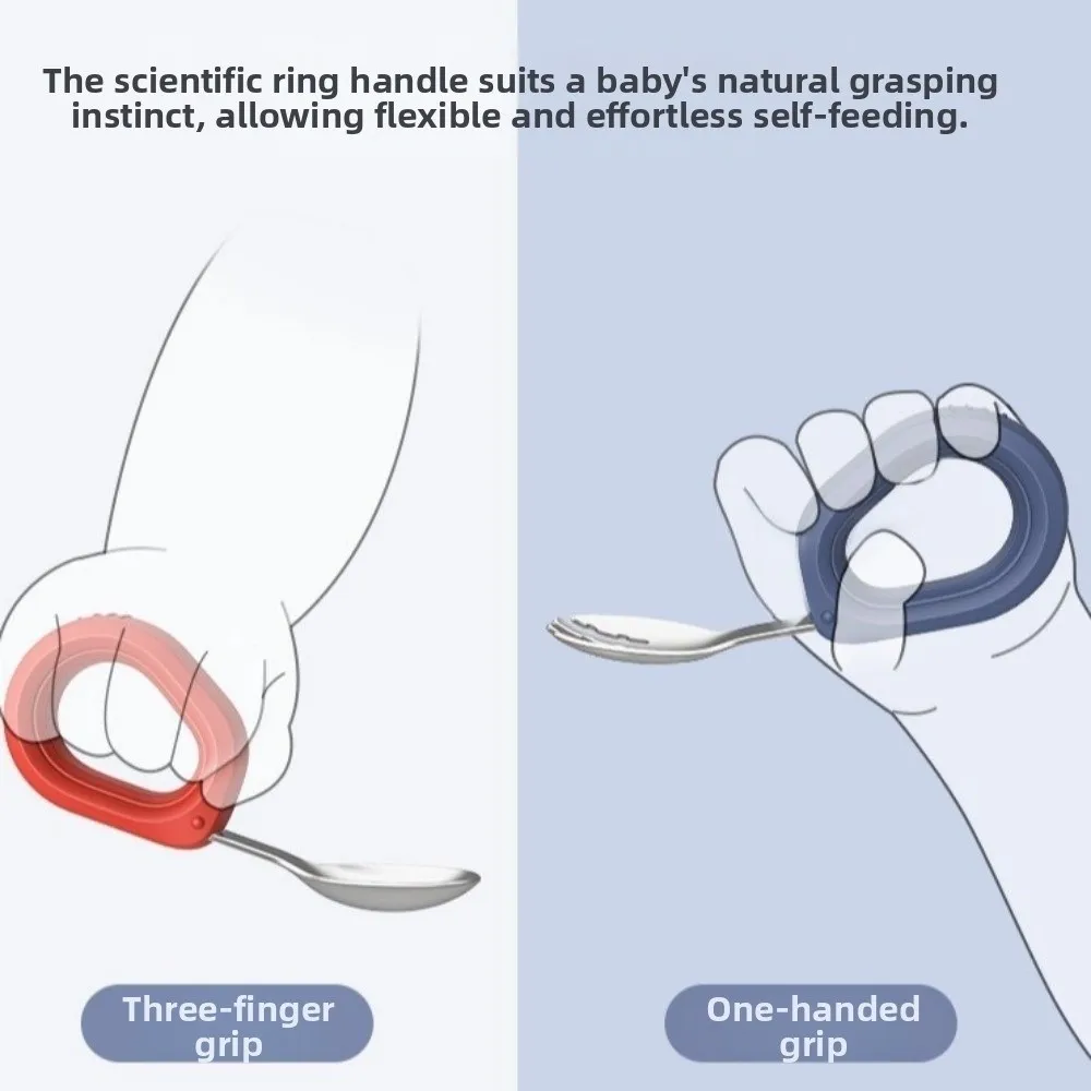 

Silicone Handle Baby Silicone Spoon Set Anti-Choke Design BPA Free Children's Tableware Set Easy Grip Self Feeding