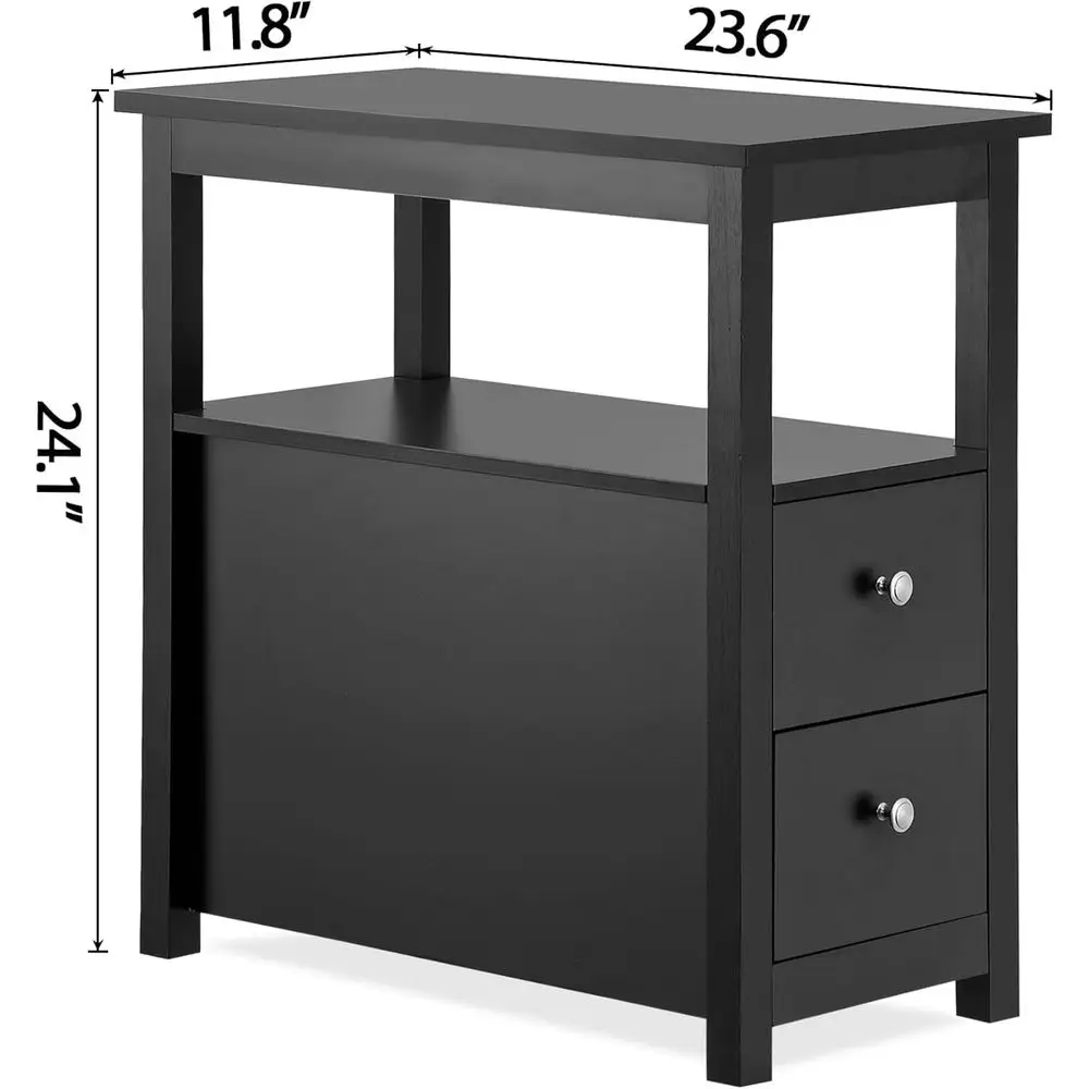 Side Table End Table Narrow Soa Table Recular Side Cabinet with Ders and Shel or Living Room, Multi-unctional Table urniture, Bl
