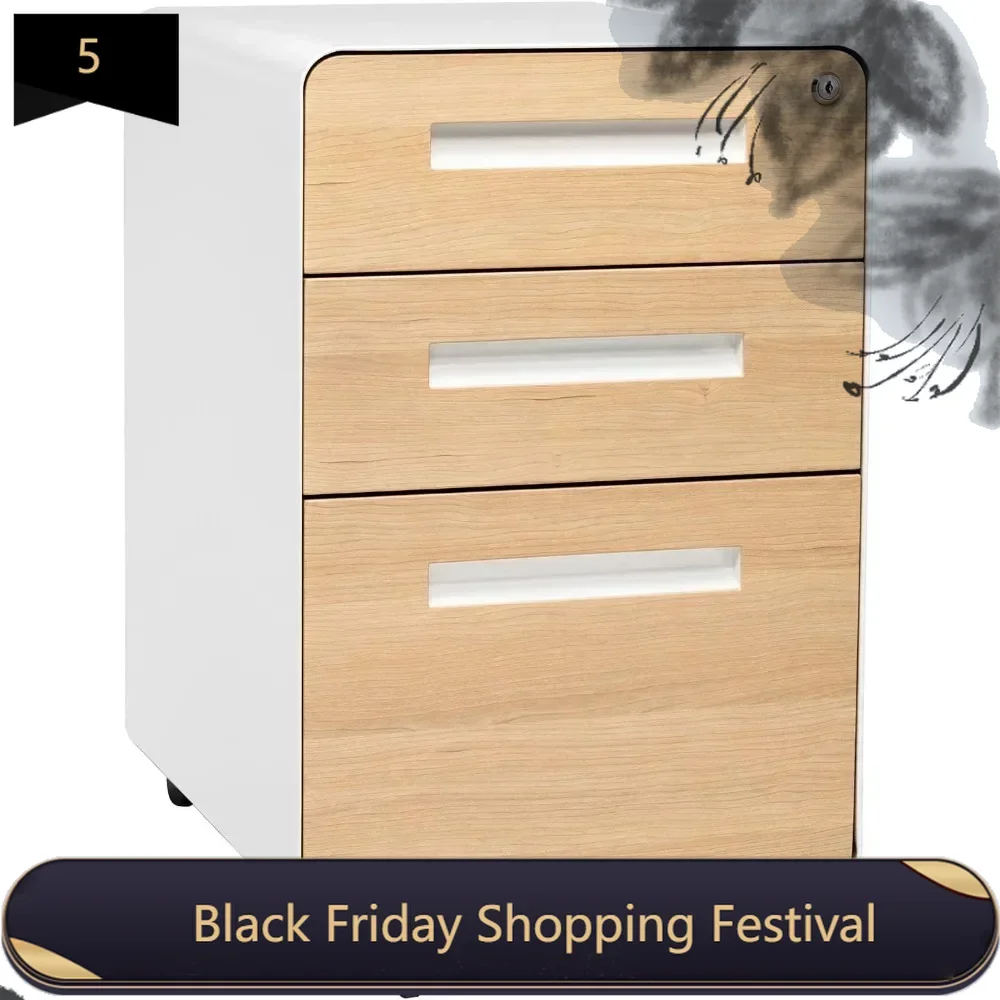 Furniture Stockpile 3 Drawer File Cabinet with Lock - Under Office Desk Metal Filing Cabinet, Legal/Letter File Folders