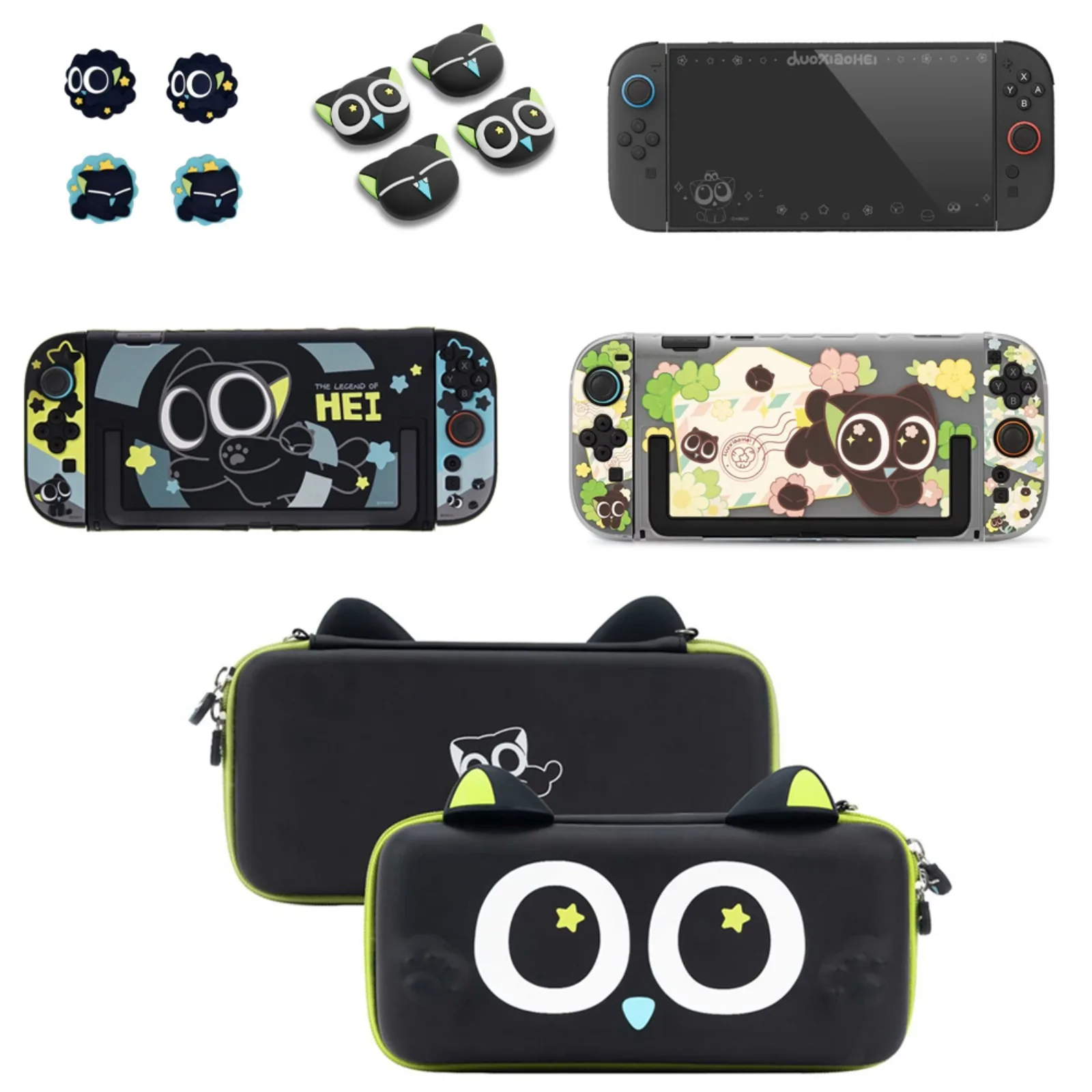 capa-protetora-luo-xiaohei-compativel-com-nintendo-switch-2-2025-bolsa-de-transporte-geekshare-ns2-preta-e-grips-para-analogicos