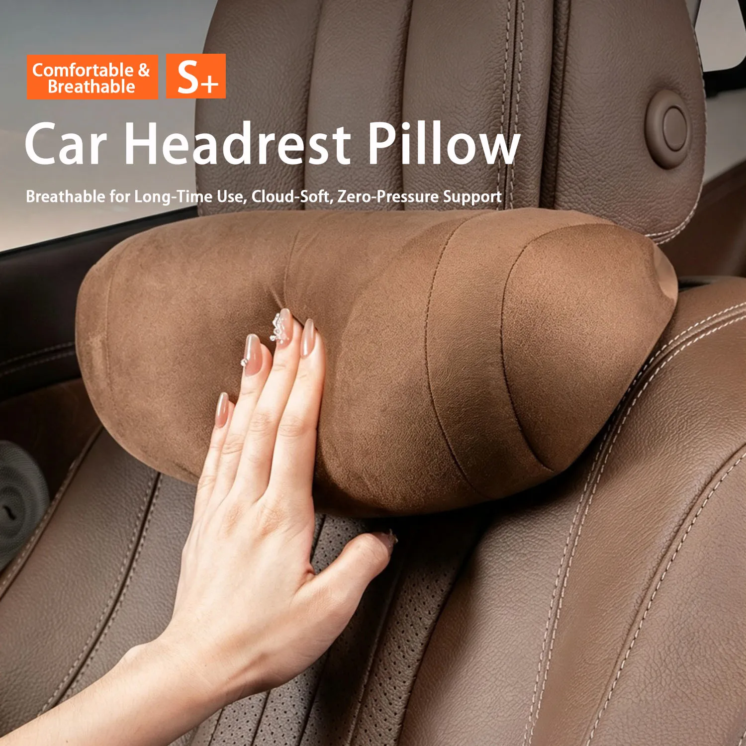 Car Headrest Lumbar Support Cushion Set Comfort Car Seat Neck Pillow Interior Accessories For BMW Audi VW Nissan Mercedes-Benz