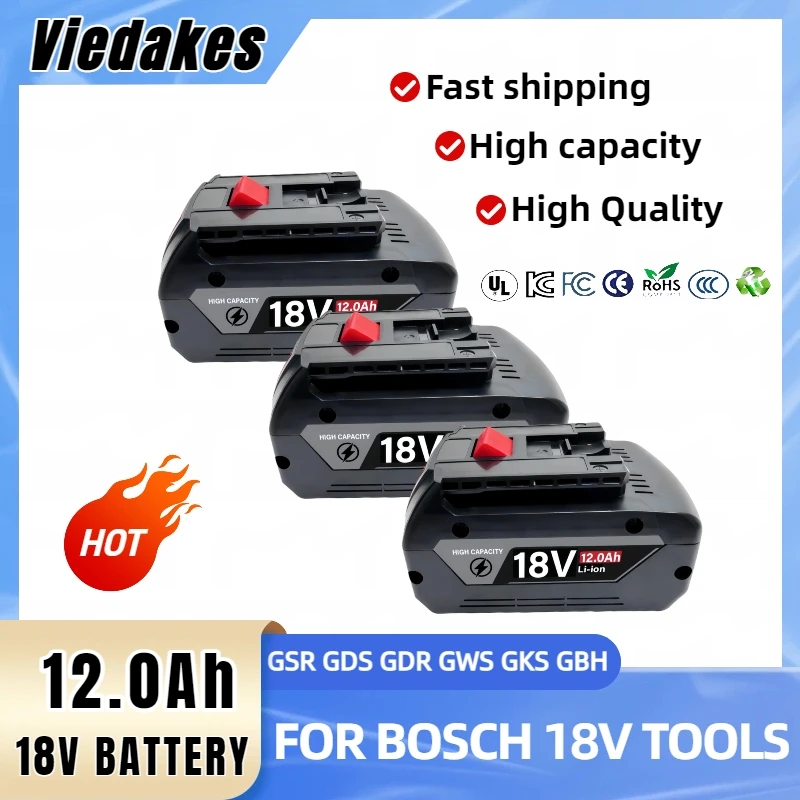 

For bosch 18V 12.0AH rechargeable lithium-ion battery, Wholesale Price GBA18V BAT618, Suitable for Multiple Tools and Devices