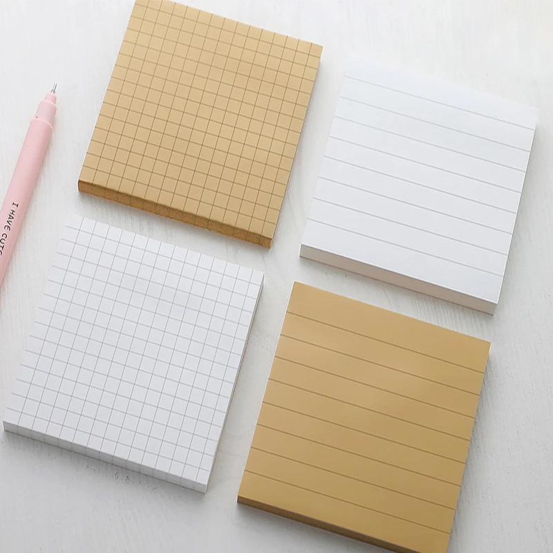 1Pcs 80Sheets Sticky Stationery Notepad Office Bookmark Sticky Notes Khaki / White /Stickers In Notebook Memo Pad